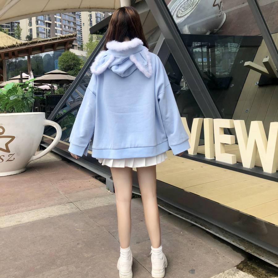 Autumn and winter sweater cotton women Sweatshirt wild large size long sleeve warm hooded Top