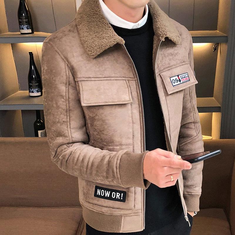 Fashionable Urban Men's Jacket Autumn and Winter Fashion Trend Slim Thick Plus Velvet Warm Jacket