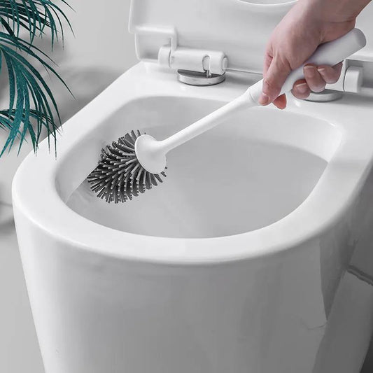 TPR Silicone Head Toilet Brush Quick Draining Clean Tool Wall-Mount or Floor-Standing Cleaning Brush Bathroom Accessories