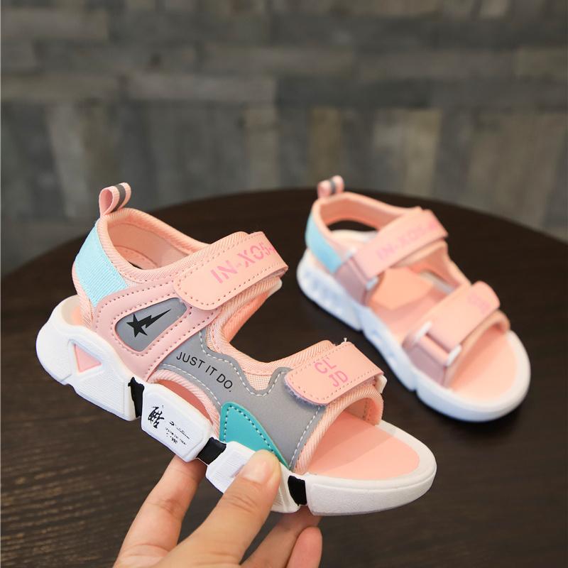 Girls Boys Sandals Beach Shoes Summer Open-toed Breathable Children's Princess Shoes Female Student Sandals