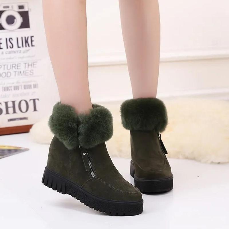 Plus Velvet Thick-soled Inner Heightening Short-tube Snow Boots Plush Short Boots Ladies Winter Cotton Shoes