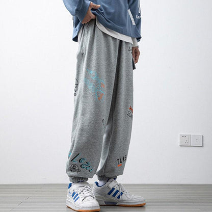 Men's Hip-hop Cartoon Pants, Street Loose, Casual, All-match, Sports Trousers, Youth Overalls