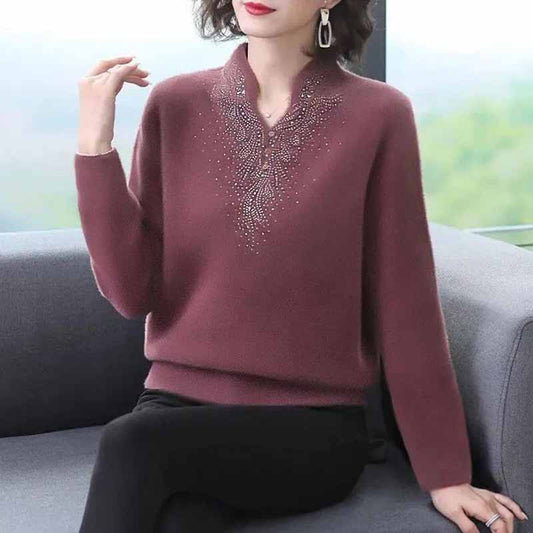 Plus Velvet Bottoming Shirt Women Autumn and Winter Models Double-sided German Velvet Mother Wear All-match Long-sleeved T-shirt Women