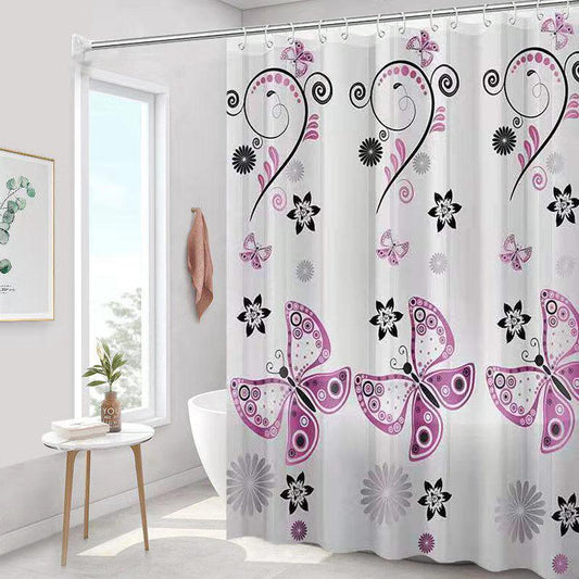 Bathroom Shower Curtain 200*200cm Perforated Shower Curtain Fabric Bathroom Waterproof Curtain Partition Curtain Door Curtain Shower Shower Curtain