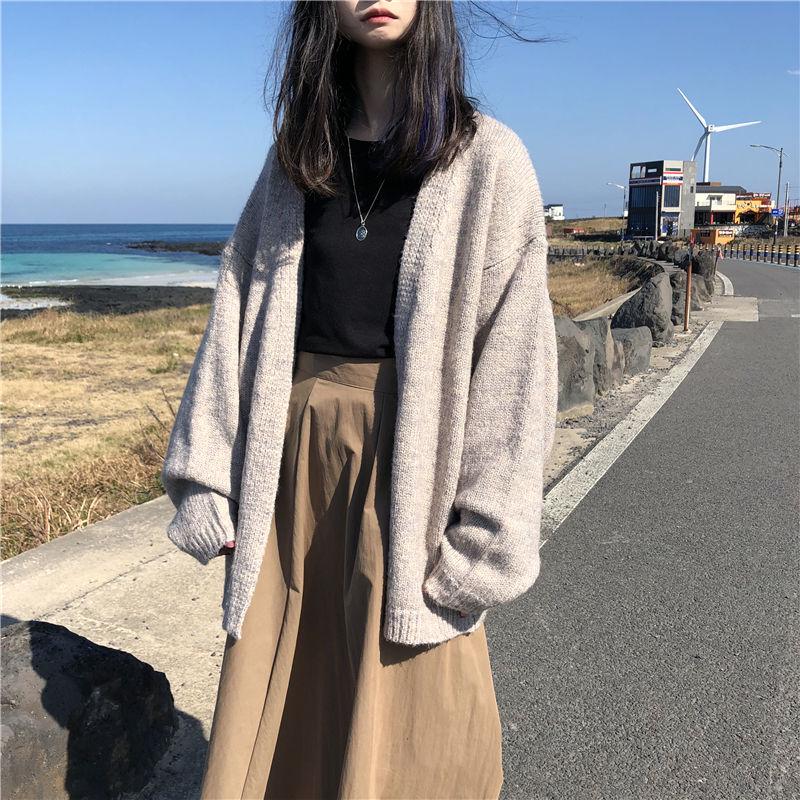 Loose Wild Mid-length Sweater Sweater Coat Women Plus Size Cardigan Sweater Women Autumn and Winter