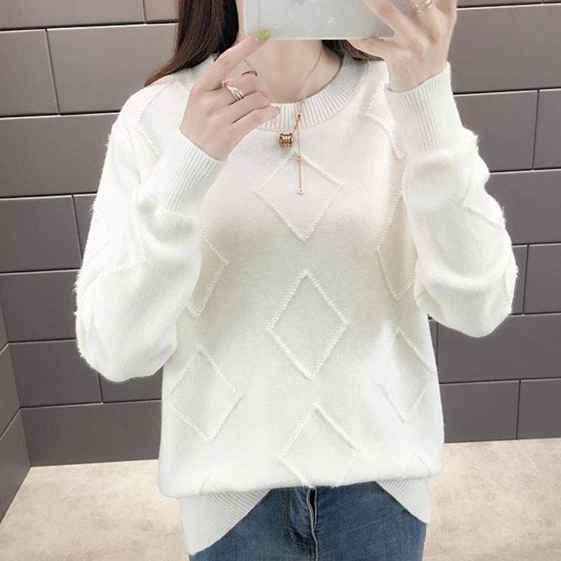 Pofulove Women Thick Knitted Sweater Winter Warm Pullover Sweater Top Soft Long Sleeve Female Jumper