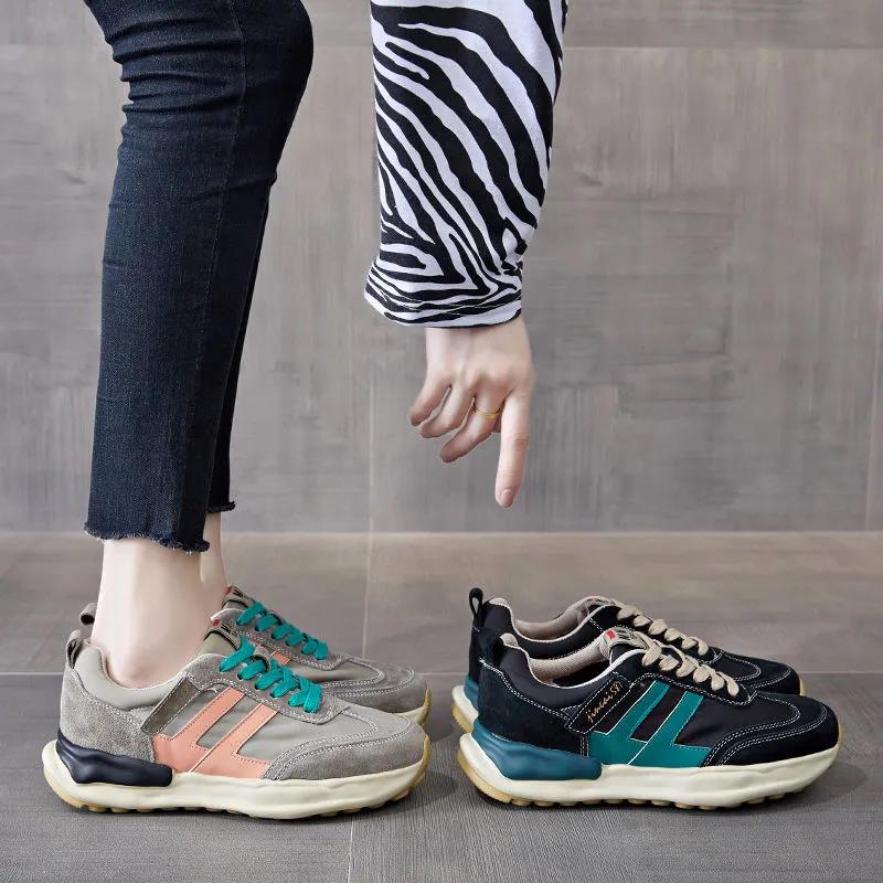 Color Matching Forrest Shoes Female Autumn 2021 Wild Ins Tide Soft Bottom Non-slip Explosive Casual Sports Daddy Shoes