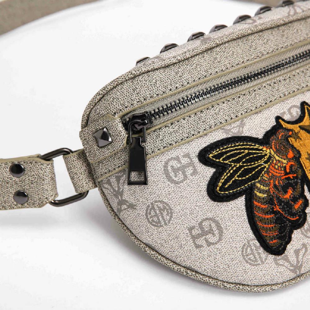 Hip Hop Waist Men and Women Leather Embroidered Chest Bag Messenger Bag Sports Shoulder Bag