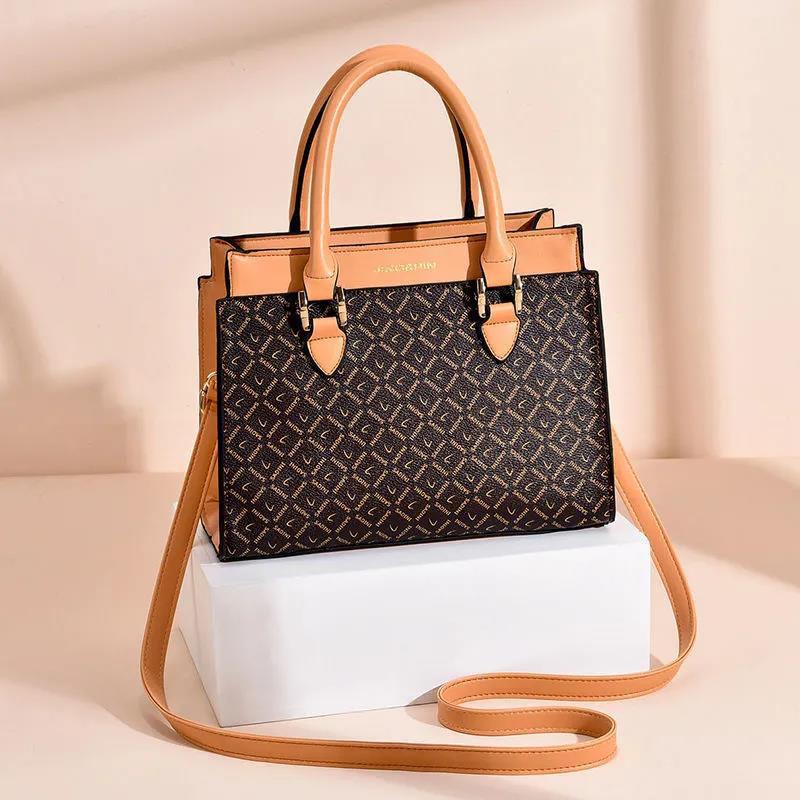 Personality Vintage Print PU Leather Handbags for Women Bags Luxury Top-Handle Bags Large Capacity Crossbody Bag