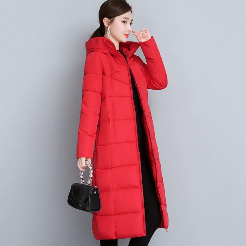 Women's Mid-length Down Jacket Winter Korean Loose Cotton Clothes Casual Hooded Padded Jacket Quilted Jacket