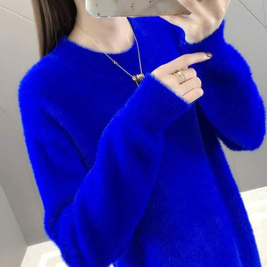 Long Mohair Sweater Dress Autumn and Winter Knitted Bottoming Shirt Loose All-match Female Dress