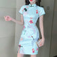 Summer Chinese Style Retro Printed Slim Temperament Was Thinner and Improved Cheongsam Dress