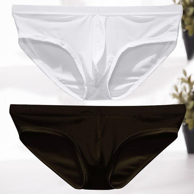 New Men's Sexy Ice Silk Men's Briefs Low-waist Breathable Solid Color Youth Men's Briefs