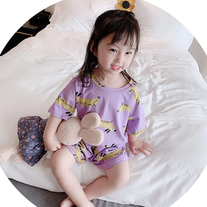 2 to 10 Years Summer Girls Kids Pajamas Set Short Sleeves Sleepwear For Toddler Girls Cotton Pyjamas Set Clothes