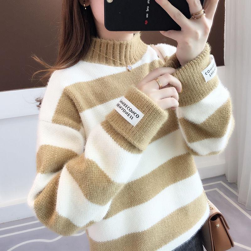 Long sleeve high collar sweater Knitting Sweater Women's Autumn and winter Bottoming shirt Wild