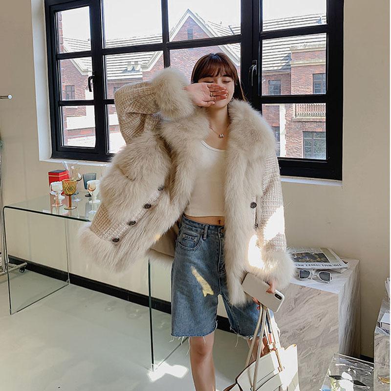 Fur Light Mature Style Western Style Autumn and Winter Imitation Fox Hair Female Woolen Woolen Floral Coat