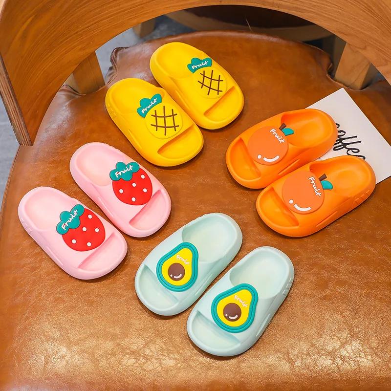 New Cute Kids Slippers Fruit Children Baby Home Slippers Waterproof Breathable Non-slip Boys Girls Home Shoes Cute