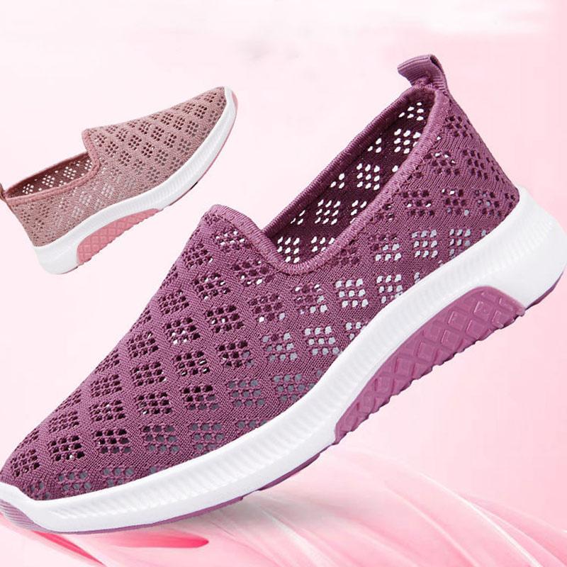 Summer Mesh Shoes Ladies Fly Woven Mesh Shoes Breathable Leisure Sports Low-top Non-slip Running Shoes