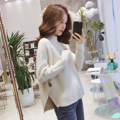 Autumn and Winter Lazy Wind Loose Bottoming Shirt Wearing Turtleneck Sweater Women's Pullover Thick Sweater