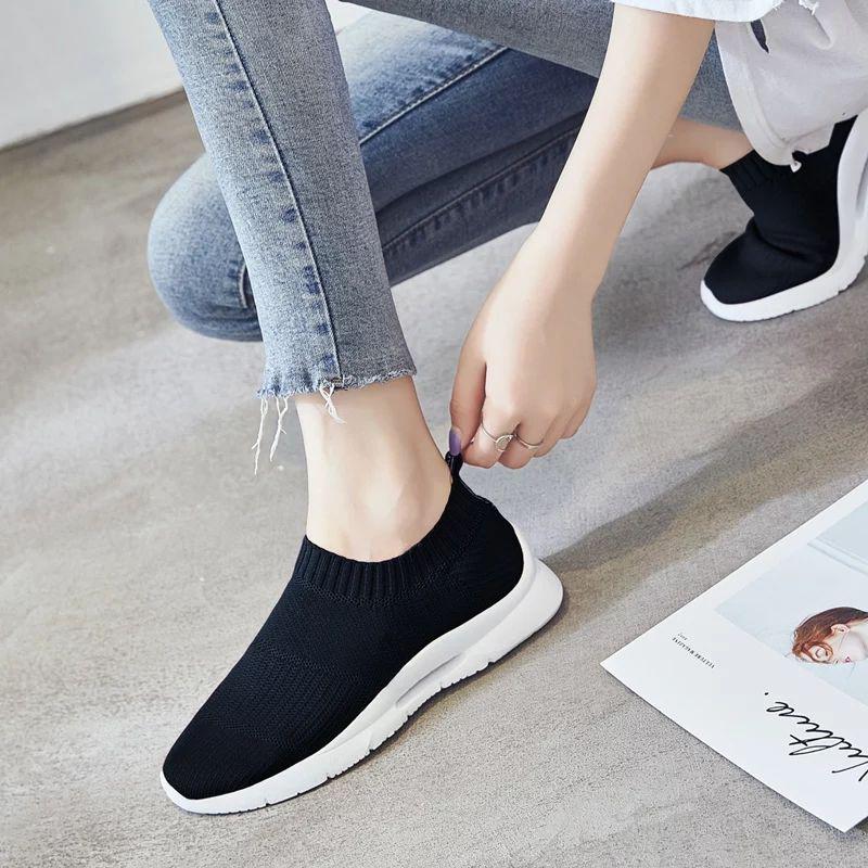 New Socks Shoes Women's Casual Platform Women's Shoes 2019 New Flat Bottom Sports Shoes