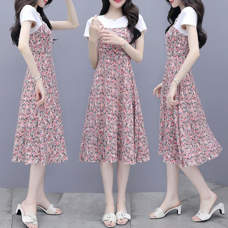 Pastoral Style Floral Dress Female Light Mature Temperament Was Thin Covering The Meat Over The Knee Long Skirt Ladies Mid-length Casual Dress