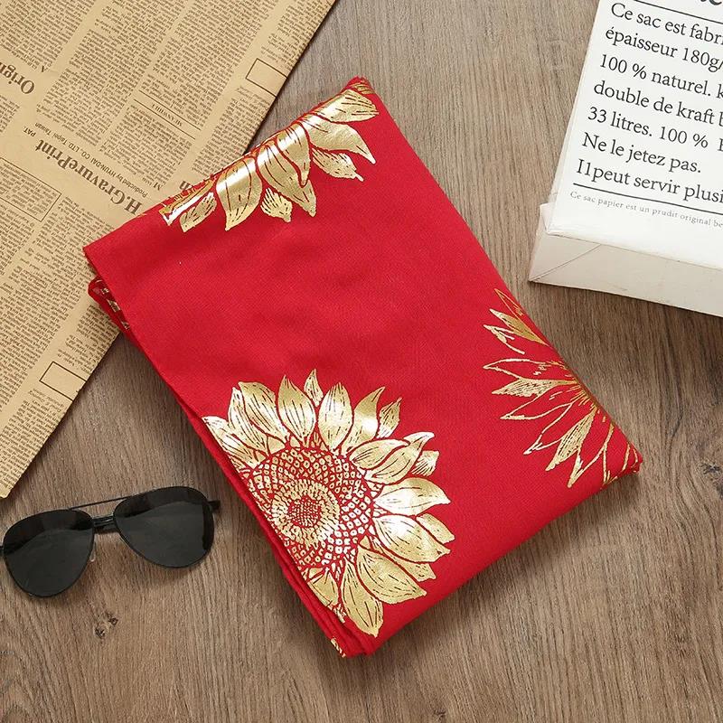 Autumn and Winter Chinese Style Printed Scarf Ethnic Style Red Silk Shawl All-match Scarf Women