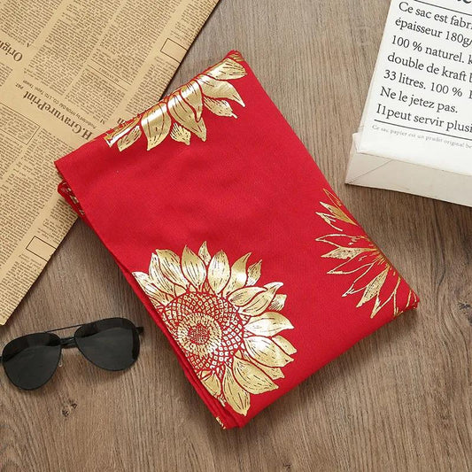 Autumn and Winter Chinese Style Printed Scarf Ethnic Style Red Silk Shawl All-match Scarf Women