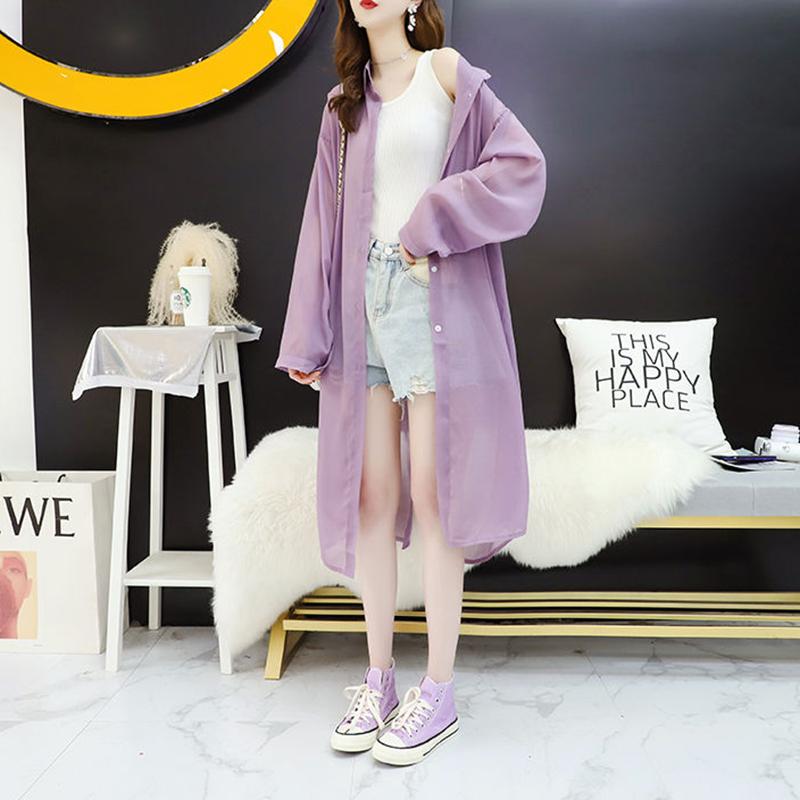 Women's Long Shirt Women's Mid-length Long-sleeved Thin Loose Cardigan Casual Loose Jacket Summer Sun Protection Clothing