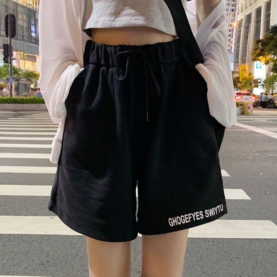 Casual Pants Children's Loose Summer Versatile Student Elastic High Waist Letter Wide Leg Shorts