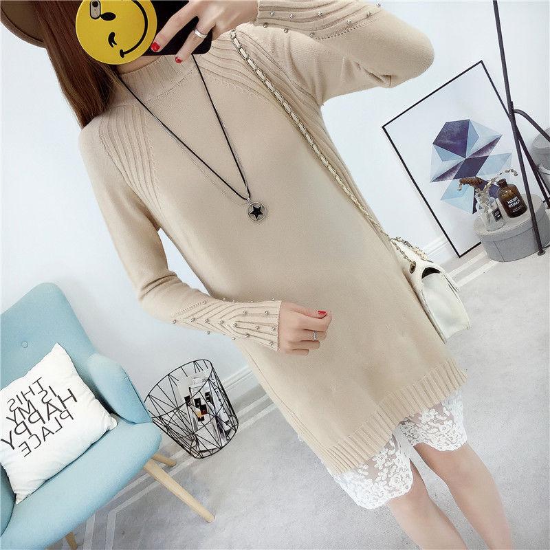 Autumn and Winter Pullover Loose Sweater Large Size Knitted Lace Jacket Fashion Simple Women's Dress