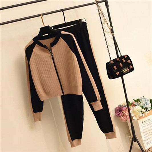 2pcs/set Women Knitted Tracksuit Cardigan Sweater + Carrot Jogging Pants 2piece Set Pullover Sweater Set  Knitted Outwear