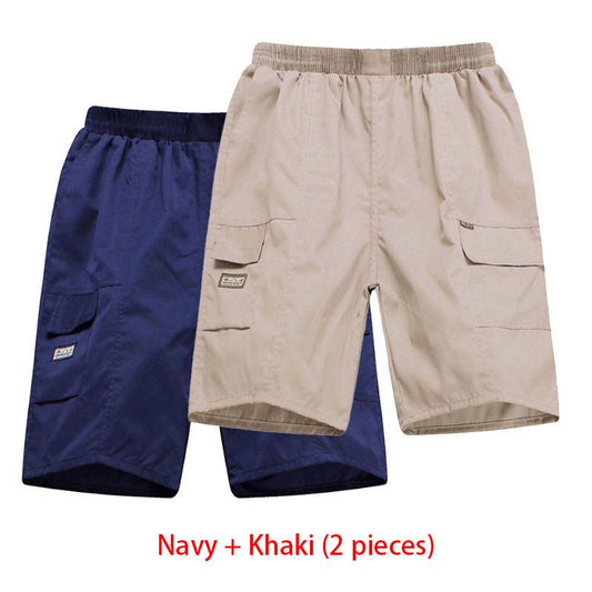 (2 Pieces) Summer Middle-aged Men's Loose Shorts Dad Wear Middle-aged Five-point Pants Elderly Casual Pants Beach Pants