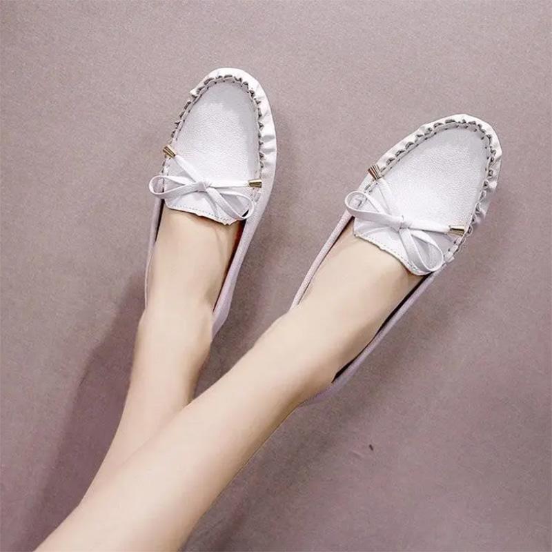 Peas Shoes Women's All-match Soft-soled Pregnant Women's Flat Shoes Casual Shoes White Nurse Shoes