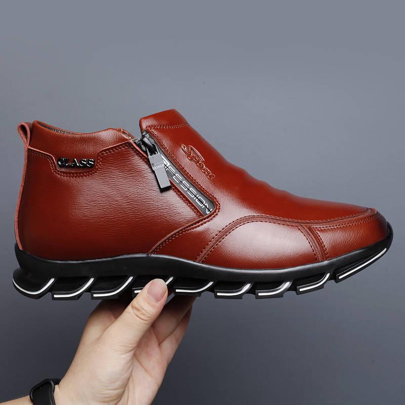 Leather Boots Genuine Leather Men Winter Shoes Fashion Male Shoes Winter Ankle Boots Male Boots