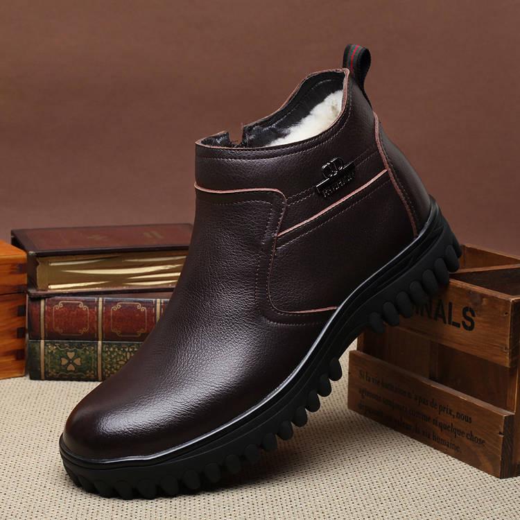 Men's Boots Warm Winter Footwear Men Snow Boots Men Leather Shoes Fur Men Military Boots