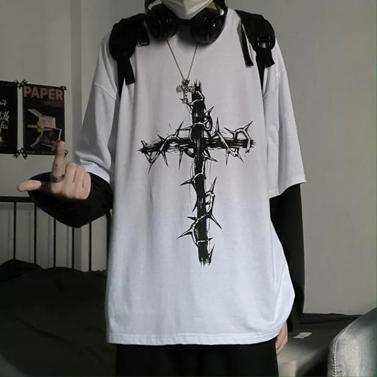 Gothic Goth Style Tshirt 2022 Mall Goth Tops Punk Long Sleeve Oversized T-shirt Japanese Streetwear Fashion Korean Style