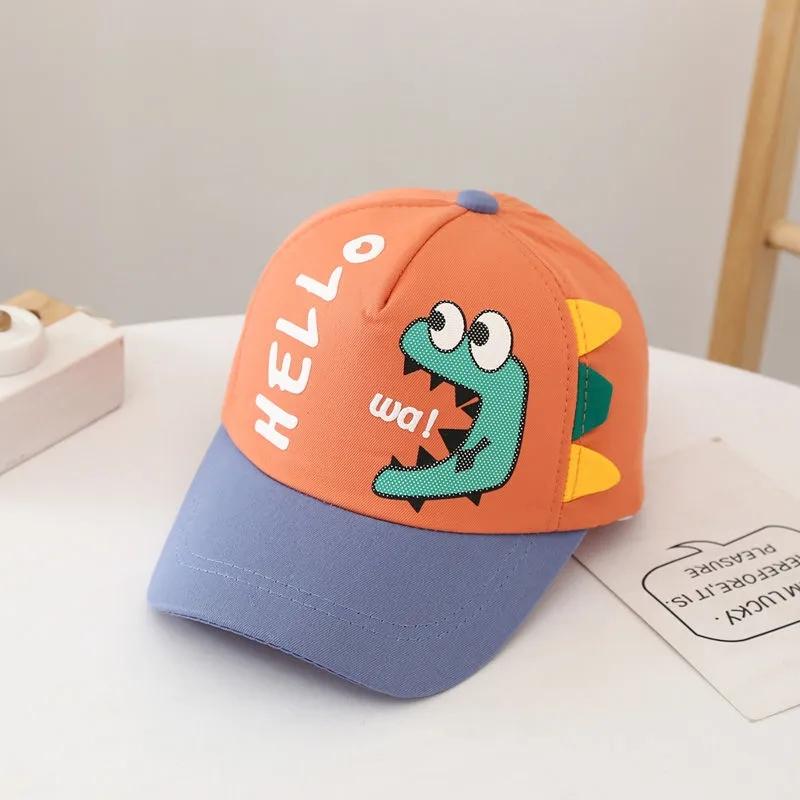 Children's Dinosaur Cartoon Baseball Hat Spring Autumn Thin Outdoor Casual Cap for Boys and Girls Child's Sunscreen Peaked Cap Sun Hat