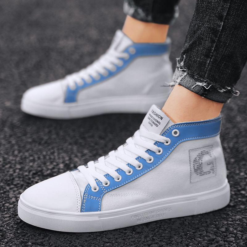 Large size sneakers high-top men's shoes sneakers wild casual canvas shoes men's trend