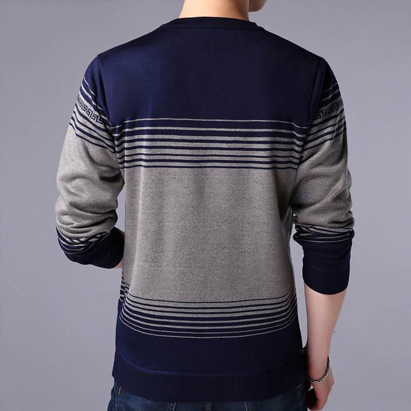 Autumn Casual Men's Sweater O-Neck Striped Slim Fit Knittwear Mens Sweaters Pullovers Men Pull Homme