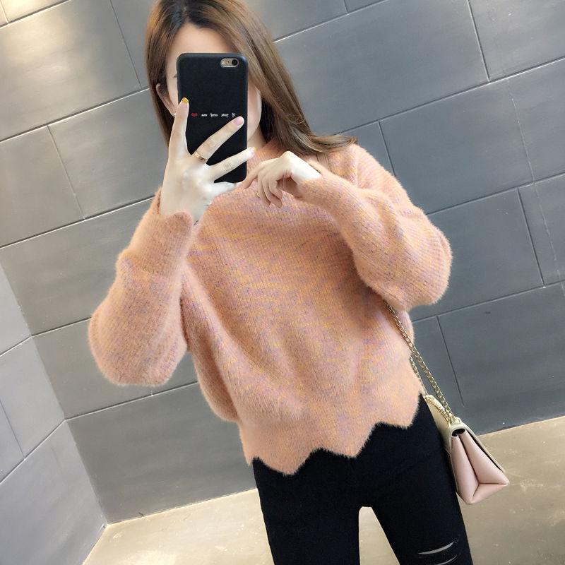 Autumn Winter Korean Knitwear Women Knit Pullover Sweater Tops High-neck Thick Mohair Colorful Rainbow Sweater Outwear