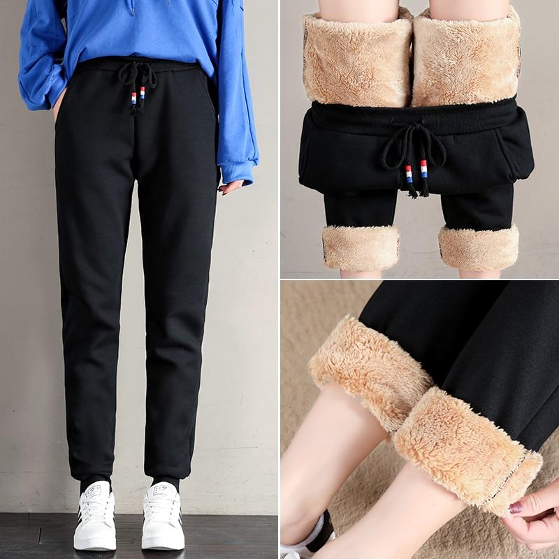 Ladies Winter Thicken Plus Velvet Thermal Pants Outer Wear Sports Pants Casual Loose Harem Trousers XL Cashmere Pants