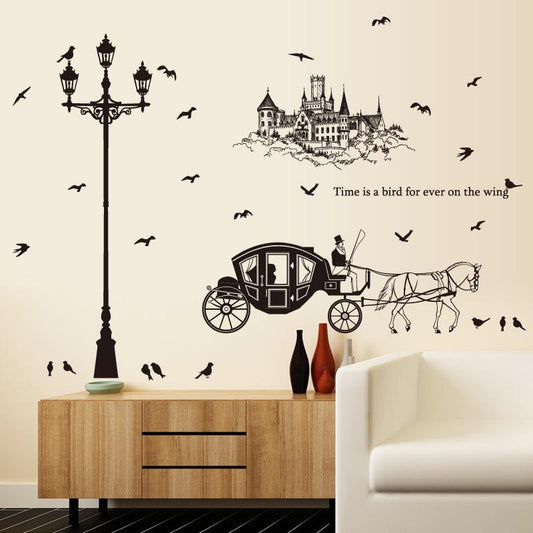 Street lamp carriage silhouette Personality porch bedroom sofa background decorative wall stickers