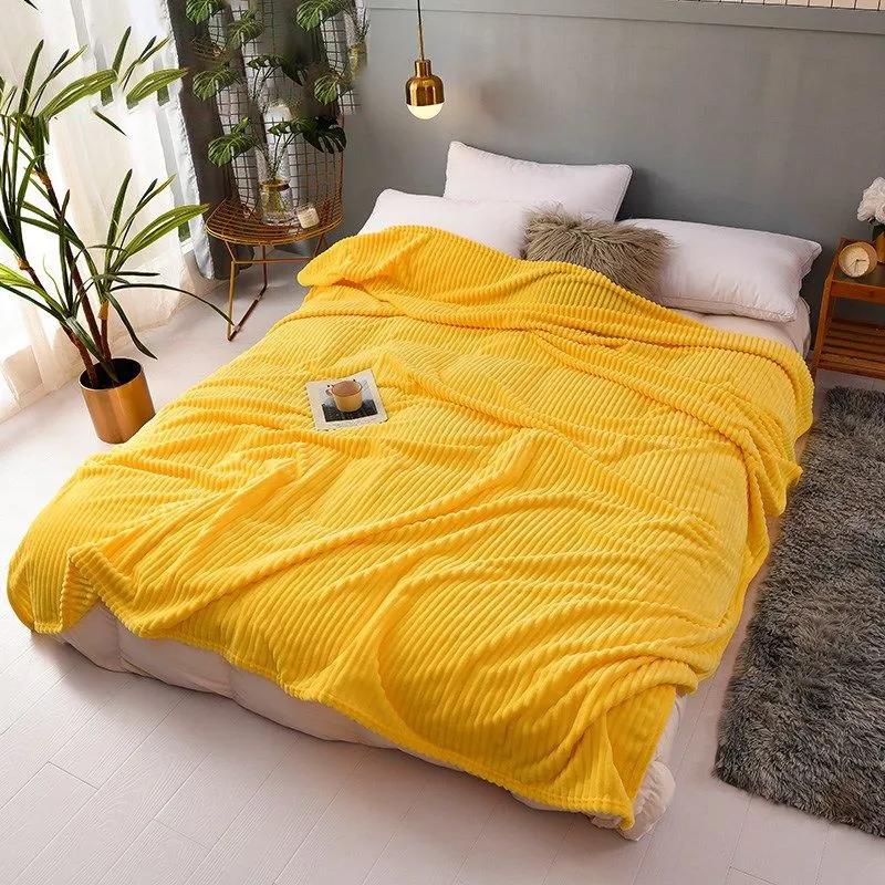 Winter Milk Fleece Blanket Bedroom Solid Color Flannel Blanket Quilt Nap Leisure Blanket Towel Blanket Single Double Blanket