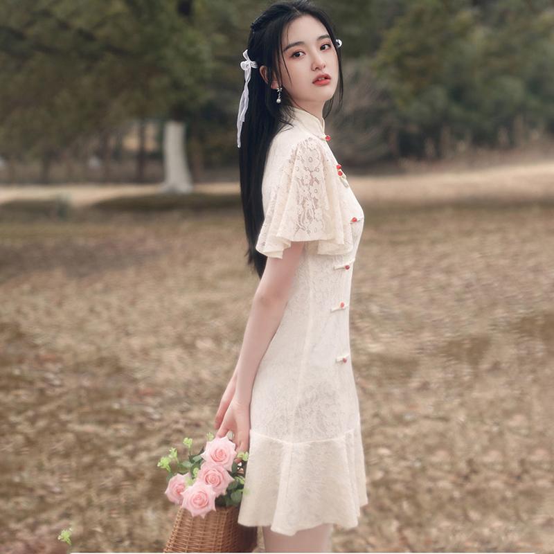 Cheongsam Improved Everyday Dress Women's Summer Young Style Little Fresh Girl Fishtail Skirt