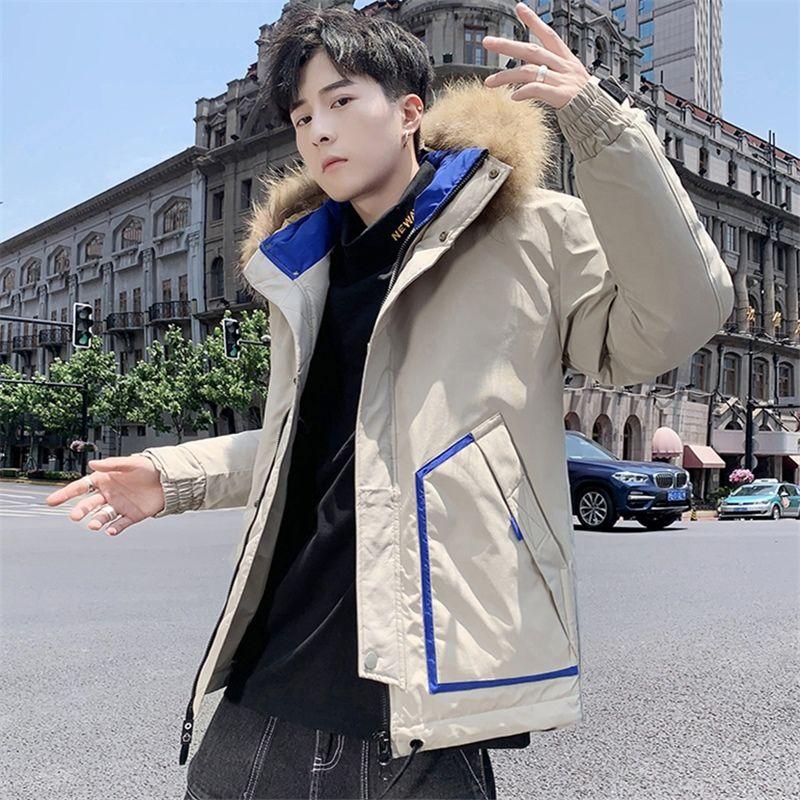 Winter Men's Tooling Cotton-padded Jacket Youth Thick Hooded Jacket Korean Version of Loose Large Size Warm Cotton Jacket