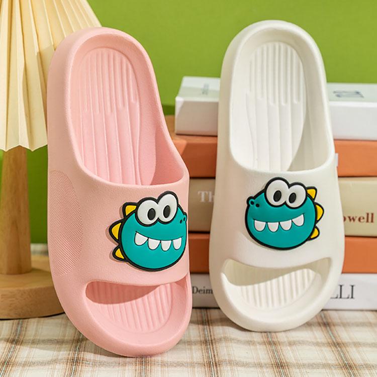 Cartoon Dinosaur Slippers Men and Women Summer Thick Bottom Solid Color Soft Slippers Bathroom Non-slip Slippers Outdoor Light Slippers