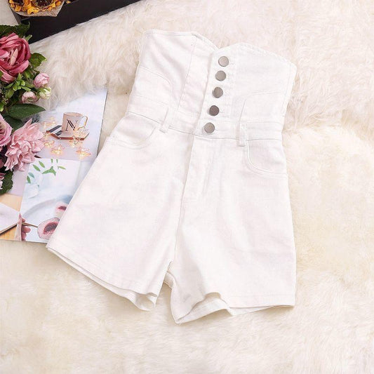 WTEMPO Corset Reduce Belly High Waist Denim Shorts Women Loose Spring and Summer