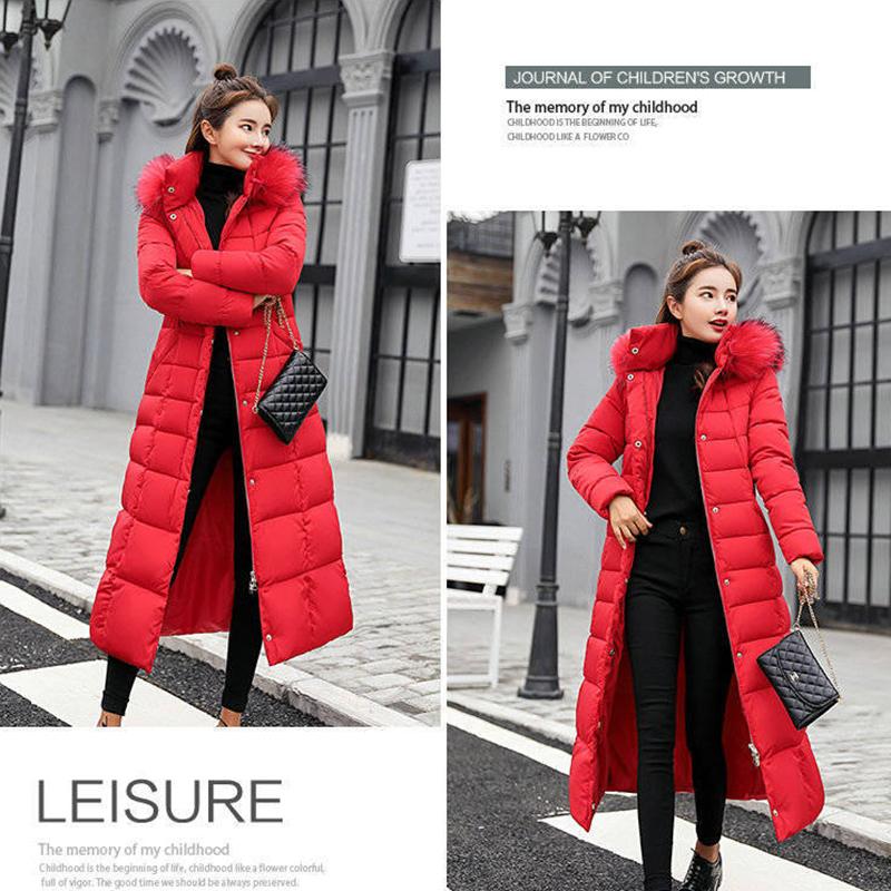 Ladies Down Hooded Cotton Jacket Winter Fashion Plus Velvet Thickening Warm Cotton Jacket Long Plus Size Slim Jacket