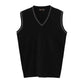 Woolen Vest Middle-aged Men's Tight-fitting Bottoming Knitted Sweater Vest Business Solid Color Set-back Spring and Autumn Clothes