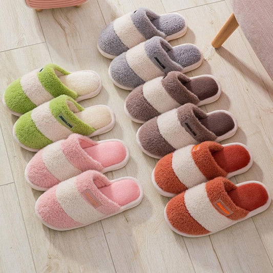 Cotton Slippers for Men and Women Fall/winter Indoor Plus Velvet Padded Non-slip Household Slippers